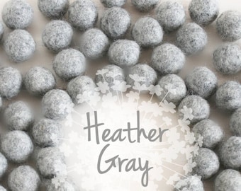 Wool Felt Balls - Size, Approx. 2CM - (18 - 20mm) - 25 Felt Balls Pack - Color Heather Gray-9020 - 2CM Heather Grey Color Felt Balls - Poms