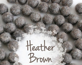 Wool Felt Balls - Size, Approx. 2CM - (18 - 20mm) - 25 Felt Balls Pack - Color Heather Brown-9010 - Felt Poms - 2CM Brown Color Felt Balls