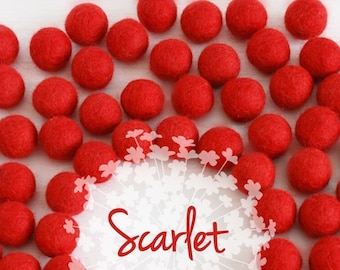 Wool Felt Balls - Size, Approx. 2CM - (18 - 20mm) - 25 Felt Balls Pack - Color Scarlet Red-4070 - Felt Pom Poms - 2CM Red Felt Balls - Beads