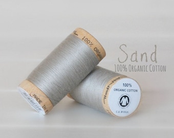 Cotton Thread GOTS - 300 Yards Wooden Spool  - Thread Color Sand - No. 4831 - Eco Friendly Thread - 100% Cotton Thread