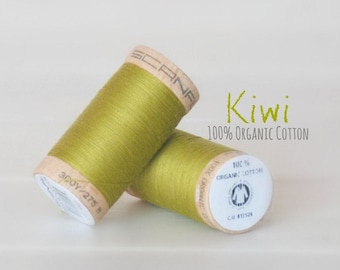 Cotton Thread GOTS - 300 Yards Wooden Spool  - Thread Color Kiwi - No. 4823- Eco Friendly Thread - 100% Cotton Thread