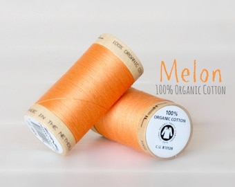 Cotton Thread GOTS - 300 Yards Wooden Spool  - Thread Color Melon - No. 4804 - Eco Friendly Thread - 100% Cotton Thread