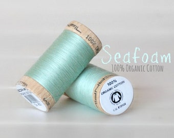 Cotton Thread GOTS - 300 Yards Wooden Spool  - Thread Color Sea Foam - No. 4820 - Eco Friendly Thread - 100% Cotton Thread