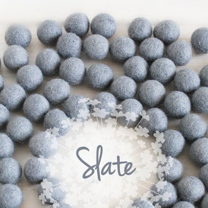 Slate Gray Wool Felt Balls: Handmade Pom Poms, 25 Pack (2CM)