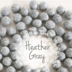 Wool Felt Balls Size, Approx. 2CM 18 20mm 25 Felt Balls Pack Color Heather Gray-9020 2CM Heather Grey Color Felt Balls Poms image 1
