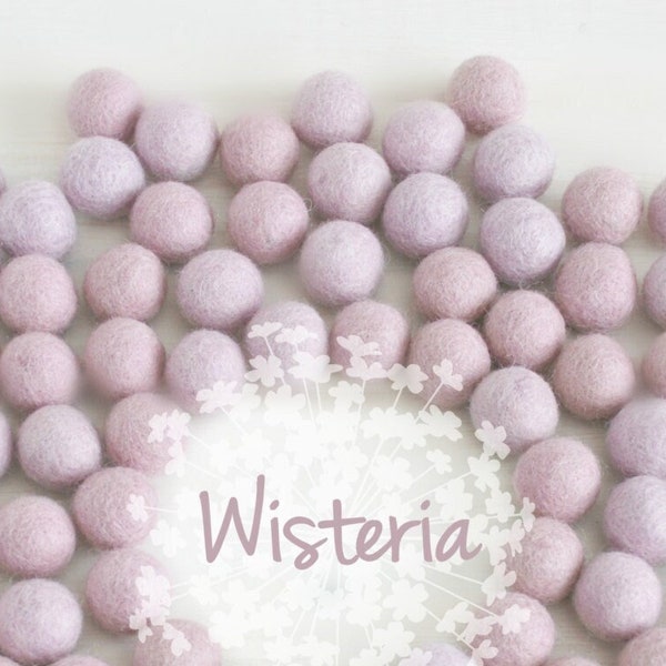 Wool Felt Balls - Size, Approx. 2CM - (18 - 20mm) - 25 Felt Balls Pack - Color Wisteria-3010 - Felt Pom Poms - Light Lavender Felt Balls