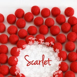 Wool Felt Balls Size, Approx. 2CM 18 20mm 25 Felt Balls Pack Color Scarlet Red-4070 Felt Pom Poms 2CM Red Felt Balls Beads image 1