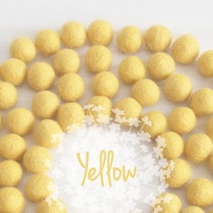 Yellow Wool Felt Balls (2CM, 25pc): Handmade Nepal Craft Supplies