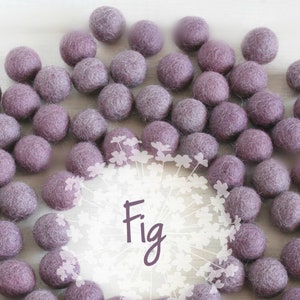 Wool Felt Balls - Size, Approx. 2CM - (18 - 20mm) - 25 Felt Balls Pack - Color Fig-3043 - Smokey Lilac Poms - Fig color Felt Balls - Pom pom