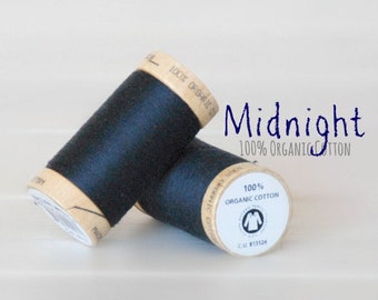 Cotton Thread GOTS - 300 Yards Wooden Spool  - Thread Color Midnight Blue- No. 4818- Eco Friendly Thread - 100% Cotton Thread