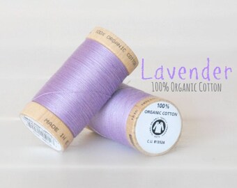 Organic Cotton Thread GOTS - 300 Yards Wooden Spool  - Thread Color Lavender - No. 4812 - Eco Friendly Thread - 100% Organic Cotton Thread