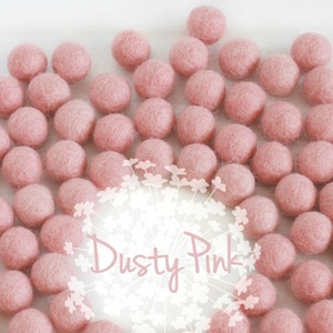 Wool Felt Balls Size, Approx. 2CM 18 20mm 25 Felt Balls Pack Color Dusty  Pink-4005 2CM Felt Balls Felt Pom Poms Pink Beads 