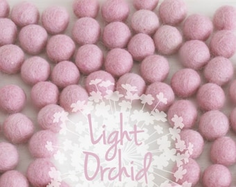 Wool Felt Balls - Size, Approx. 2CM - (18 - 20mm) - 25 Felt Balls Pack - Color Light Orchid-3024- Pom Poms - Light Orchid Wool Felt Balls