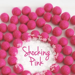 Wool Felt Balls - Size, Approx. 2CM - (18 - 20mm) - 25 Felt Balls Pack - Color Shocking Pink-4035 - Pink Pom Poms - Bright Pink Felt Balls