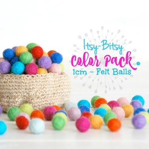 1cm Wool Felt Balls: Colorful Pom Poms, DIY Craft Supplies