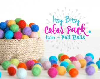 1CM Tiny Wool Felt Balls - Colorful Felt Balls - 1CM Wool Felt Balls -10mm - 100% Wool Felt Pom Poms - 10mm Felt Balls  - Single Color Pack