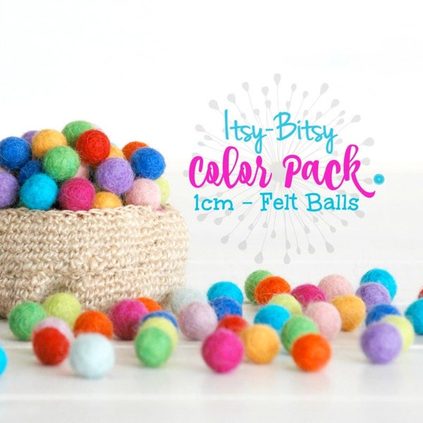 1CM Tiny Wool Felt Balls - Colorful Felt Balls - 1CM Wool Felt Balls -10mm - 100% Wool Felt Pom Poms - 10mm Felt Balls  - Single Color Pack