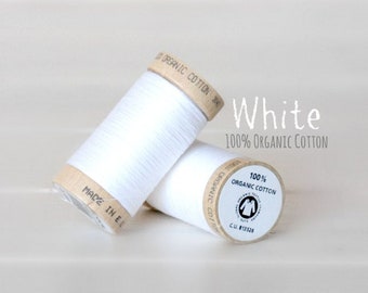 Cotton Thread GOTS - 300 Yards Wooden Spool - Thread Color White - No. 4800 - Eco Friendly Thread - 100% Cotton Thread