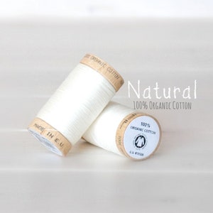 Cotton Thread GOTS- 300 Yards Wooden Spool  - Thread Color Natural White - No.4801- Eco Friendly Thread - 100% Cotton Thread