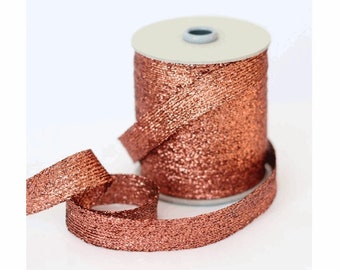 Metallic Braided Ribbon - 5/8 Inch - Copper Ribbon, Wedding Ribbons, DIY Metallic Wedding - Metallic Trims - Copper Metallic Ribbon