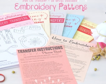 Clearance - Embroidery Patterns - Iron On Patterns - DIY Embroidery Patterns - Hand Stitching Patterns - Sublime Patterns - Final Sale