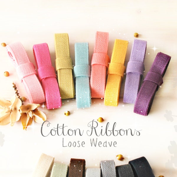 Cotton Ribbon - 3 or 6 Yards of 100% Cotton Ribbon - 1/2" Wide - Ribbons for Weddings -Eco Friendly Ribbons -Colorful Cotton Ribbons - Trims