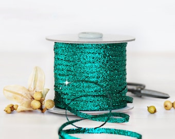 Braided Ribbon 1/8 Inch - 109 Yards Spool - Wedding Ribbon - Emerald Metallic Ribbon - DIY Etsy Weddings -  Emerald Ribbon - Braided Ribbons