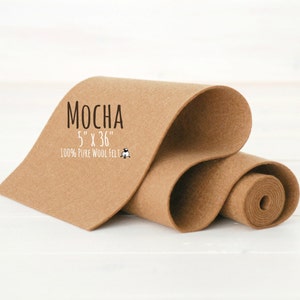 Rolle 100% Merino Wollfilz - 5"x 36" Wollfilz - Farbe Mokka-7050 - Reiner Wollfilz - Brauner Wollfilz - Mokka Farbe Wollfilz
