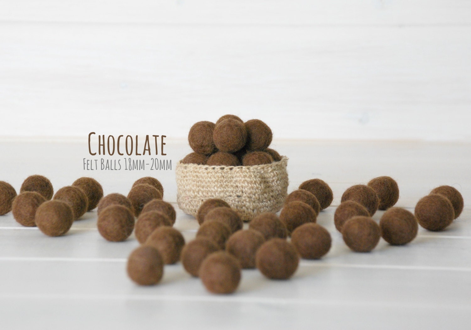 Wool Felt Balls - Size, Approx. 2CM - (18 - 20mm) - 25 Felt Balls Pack -  Color Chocolate-7040 - Brown Pom Poms - 2CM Brown Color Felt Balls