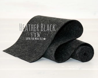 100% Merino Wool Felt Roll - 5" x 36" Wool Felt Roll - Wool Felt Color Heather Black-9060 - Merino Wool Felt - Heather Black Wool Felt