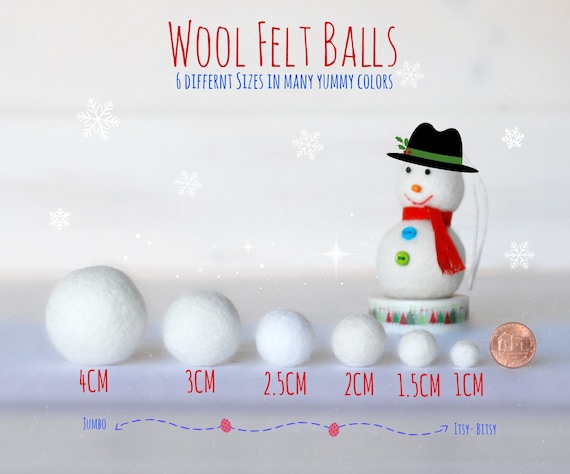 1.5CM Tiny Wool Felt Balls Colorful Felt Balls 1.5CM Felt Balls 15mm 100%  Wool Felt Pom Poms Mix and Match 25, 50, 75 or 100 