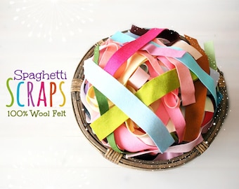 Scraps 5oz of Ribbon Felt - 100% Merino Wool Felt Scraps - Ribbon Like Scraps