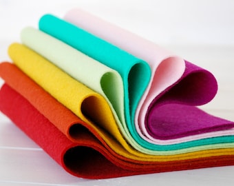 Láminas de fieltro de lana: Colección Parlour Color, paquete para manualidades de 20 x 30 cm