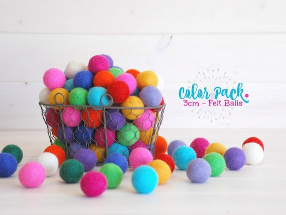 Wool Felt Balls - Mix and Match - 2CM Wool Felt Balls - Size approx. 2CM -  Colorful Felt Balls - 2CM Felted Balls - 2CM - Choose Your Colors