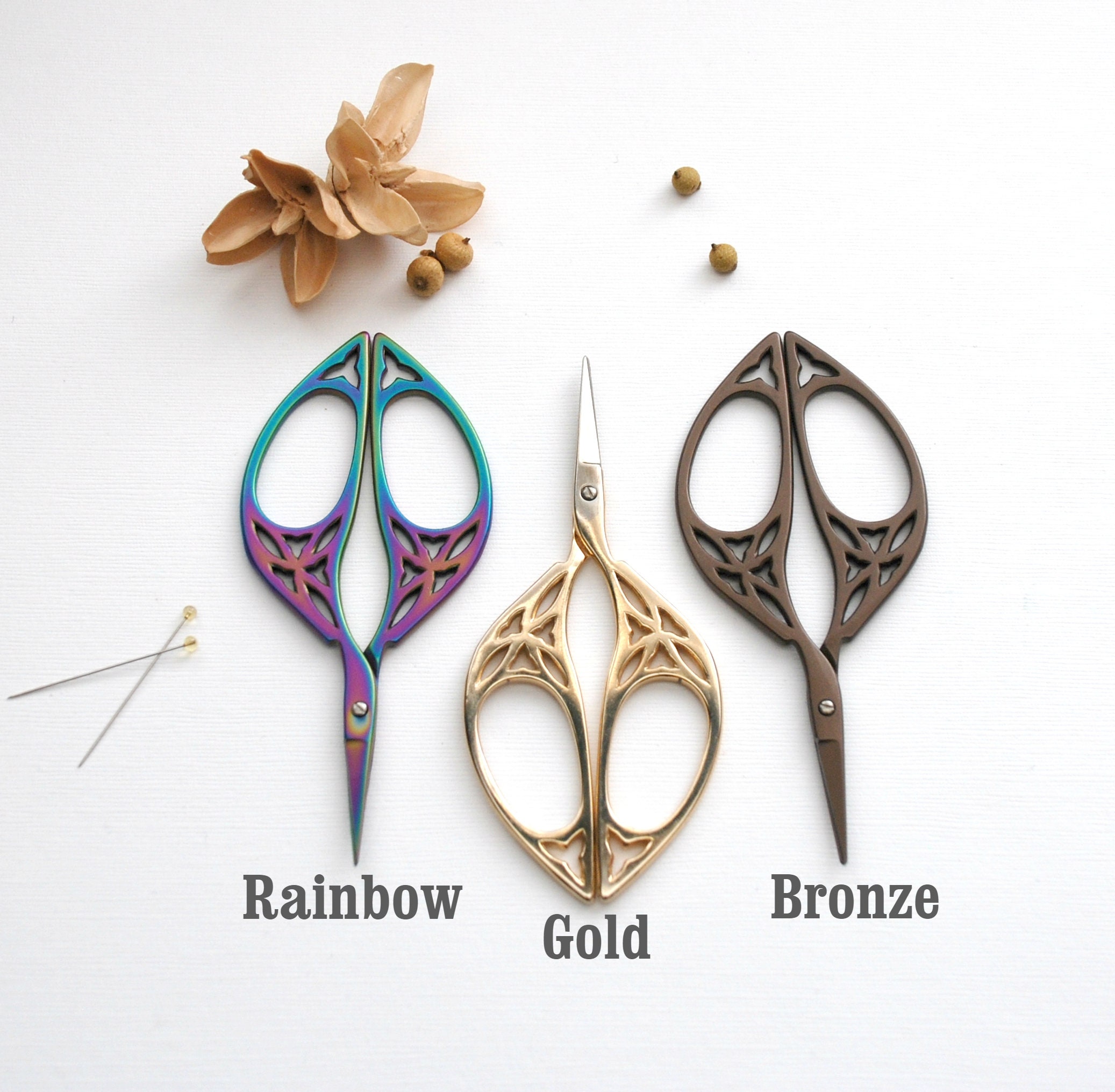 Colorful Embroidery Scissors - Small Scissors- Leaf Scissors - Gold Leaf  Scissors - Bronze Leaf Scissors - Cute Scissors - Cute Snips