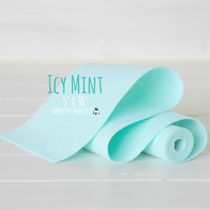 100% Merino Wollfilz Rolle - 13cm x 92cm - Wollfilz in der Farbe Icy Mint-1220 - Icy Mint Wollfilz aus Reiner Merinowolle