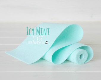 100% Merino Wool Felt Roll - 5" x 36" Roll - Wool Felt Color Icy Mint-1220 - Icy Mint Wool Felt - Pure Merino Wool Felt -  Mint Wool Felt