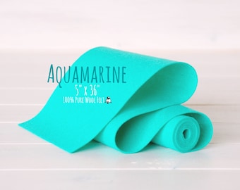 100% Merino Wool Felt Roll - 5" x 36" Roll - Wool Felt Color Aquamarine-1230 - Soft Aqua Wool Felt - Pure Merino Wool Felt -  Wool Felt Roll