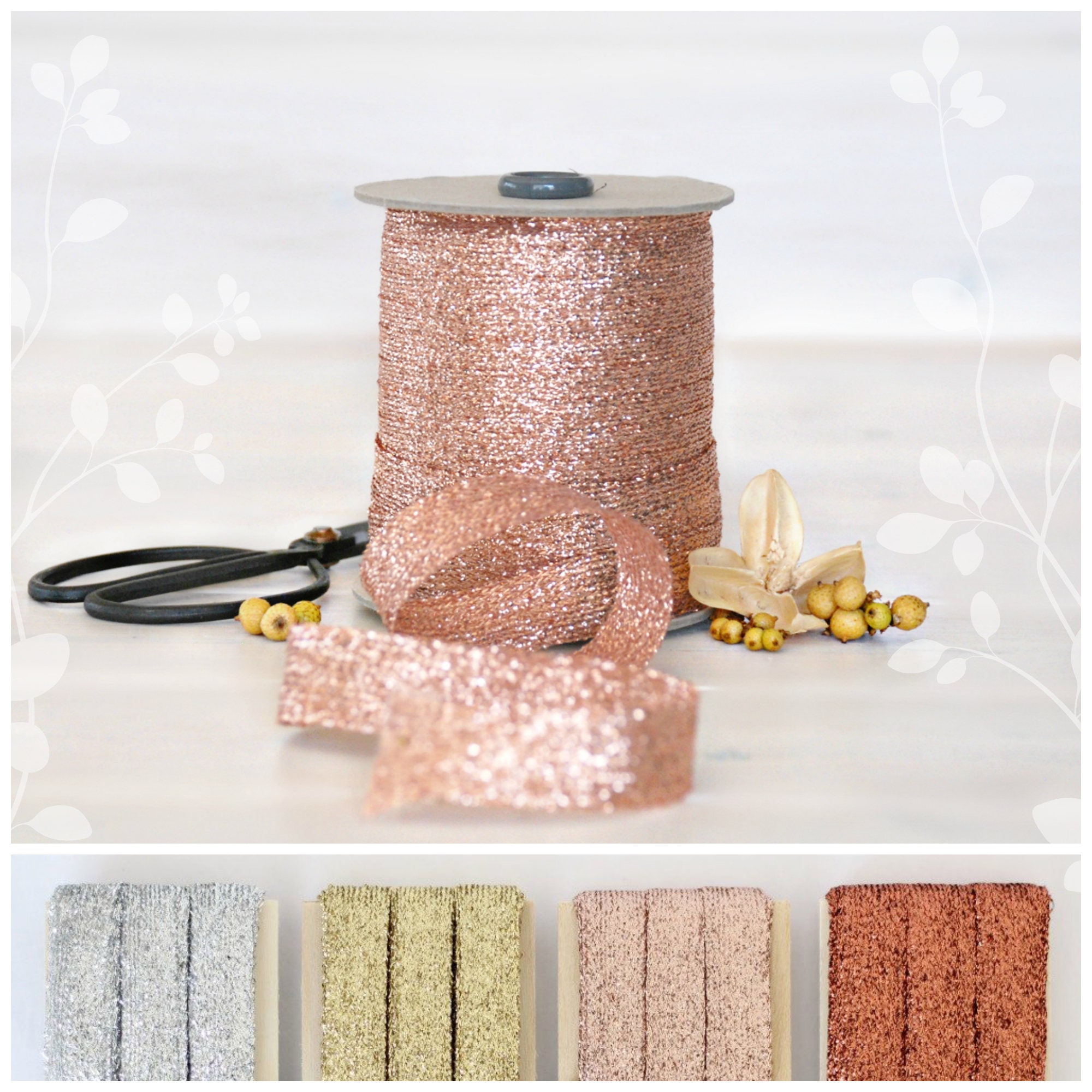 Metallic Braided Ribbon - 5/8 Inch - Rose Gold Ribbon, Wedding Ribbons ...