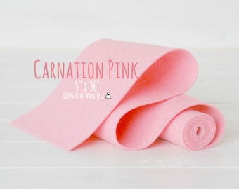 100% Merino Wool Felt Roll - 5" x 36" Wool Felt Roll - Wool Felt Color Carnation Pink-4110 - Pink Wool Felt - Pink Color Wool Felt Fabric