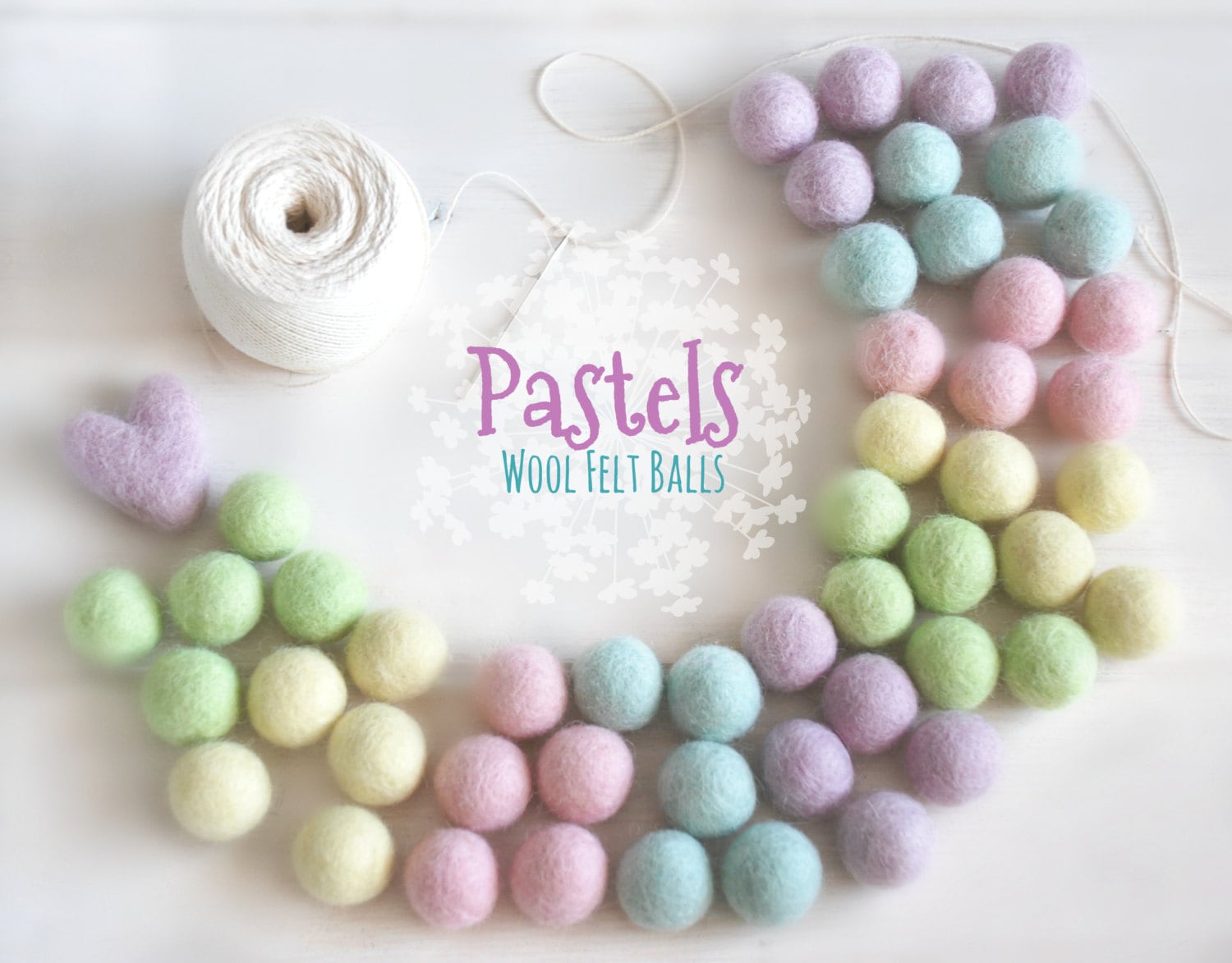 100% Wool Felt Balls 10 Count 3cm Pastel Pink 