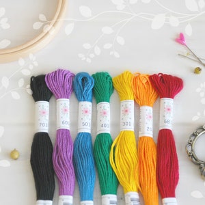 Rainbow Embroidery Floss – 7 Skeins, 100% Cotton