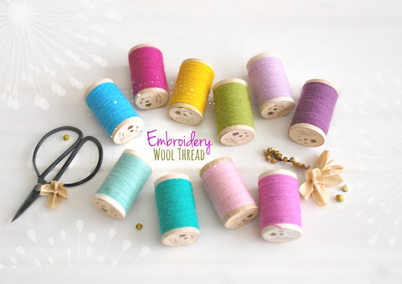 Wool Embroidery Thread - 100% Wool Thread - Rustic Wool Thread - Moire  Rustic Wool Thread - Colorful Thread - Wool Thread on a Wooden Spool