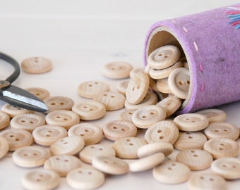 Wooden Buttons - 5/8" Wooden Buttons - Natural wood round buttons - Wooden Buttons - wood buttons - Doll Wood buttons -Buttons