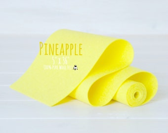 100% Merino Wool Felt Roll- 5" x 36" Roll- Wool Felt Color Pineapple-6030 - Yellow Color Wool Felt - Merino Wool Felt - Pineapple Wool Felt