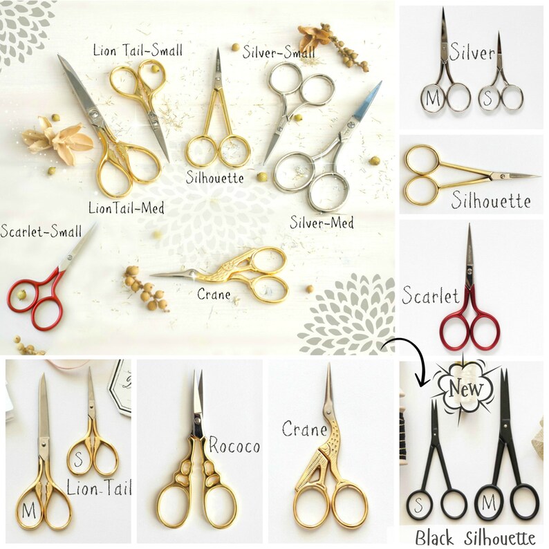 Crane Small Scissors Gold Scissors Cutting Tools Rococo Gold Scissors Small Scissors- Gold Small Shears Embroidery Scissors
