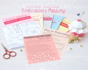 Clearance - Embroidery Patterns - Iron On Patterns - DIY Embroidery Patterns - Hand Stitching Patterns - Sublime Patterns - Final Sale