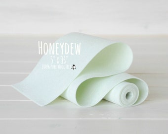 100% Merino Wool Felt Roll - 5" x 36" Roll - Wool Felt Color Honeydew -1175 - Barely Green Felt - Pure Merino Wool Felt -  Honeydew Felt