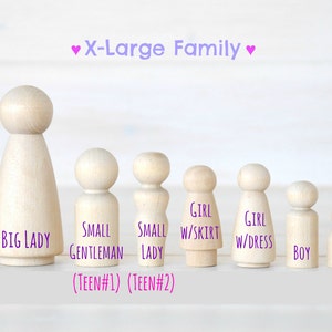 Family of 8 Wooden Peg Dolls Unfinished Wooden People Large Family wooden peg dolls Set of 8 Wooden Family DIY Crafts image 3