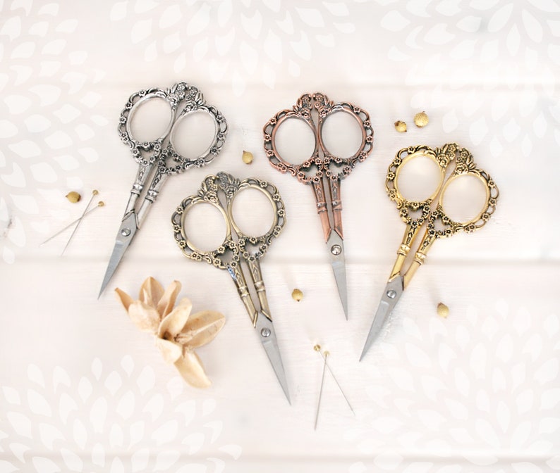 Floral Embroidery Scissors Small Flower Scissors Rose Gold Etsy